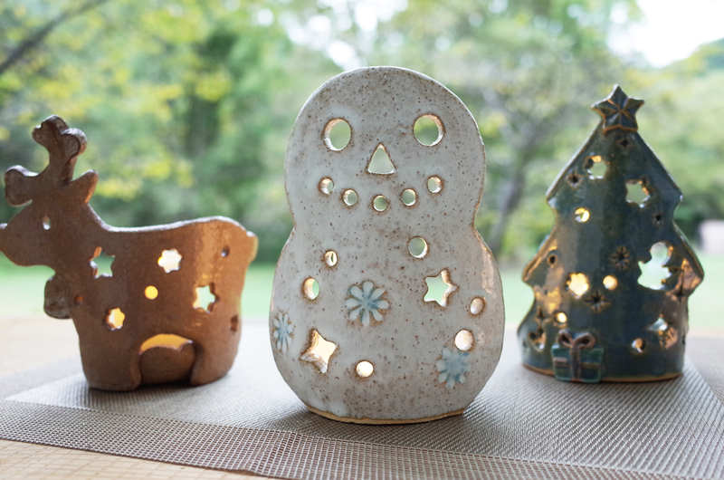 クリスマス限定　陶芸 手びねり｢クリスマスランプ(LEDキャンドルライ