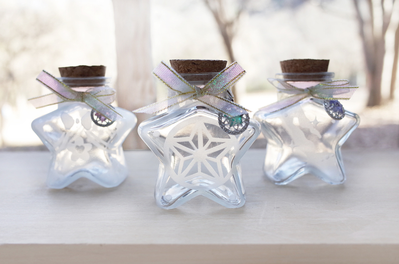 サンドブラスト　きらめく星のミニボトル作り